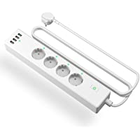 Enchufe Múltiple Inteligente- Wi-Fi Regleta- Compatible con Alexa- Google assistant y SmartThings- con 4 Tomas y 4 USB…